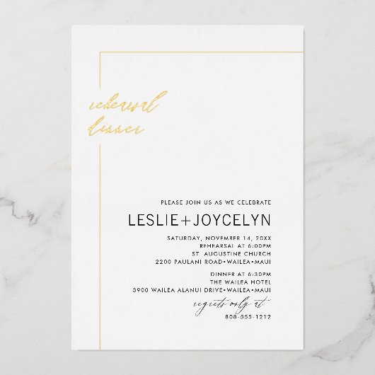 PixDezines Luxe Calligraphy Minimalistisch  Folie Uitnodiging (Voorkant)