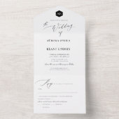 PixDezines Luxe kalligrafie DIY Black White All In One Uitnodiging (Binnen)