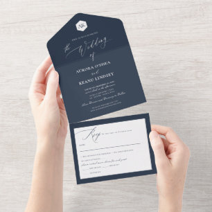 PixDezines Luxe kalligrafie DIY Colour Slate Blue All In One Uitnodiging