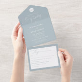 PixDezines Luxe kalligrafie DIY kleur robuust blau All In One Uitnodiging (Afscheurbaar)