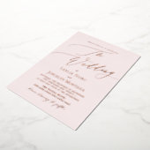 PixDezines Luxe kalligrafie Minimalistisch Roos Go Folie Uitnodiging (Gedraaid)