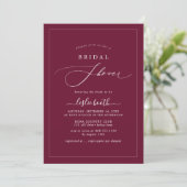 PixDezines Luxe Script Burgundy Bruiloftsborrel Kaart (Staand voorkant)