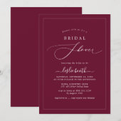 PixDezines Luxe Script Burgundy Bruiloftsborrel Kaart (Voorkant / Achterkant)