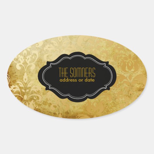 PixDezines lys damast/DIY achtergrond Ovale Sticker (Voorkant)