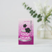 PixDezines Magenta+White damast cake/pâtisserie Visitekaartje (Staand voorkant)