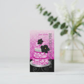 PixDezines Magenta+White damast cake/pâtisserie Visitekaartje (Staand voorkant)