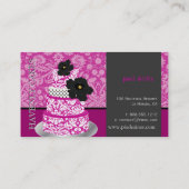 PixDezines Magenta+White damast cake/pâtisserie Visitekaartje (Achterkant)
