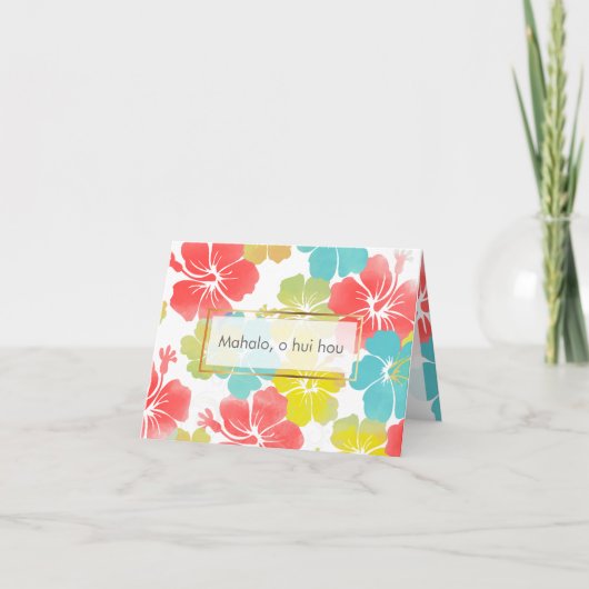 PixDezines mahalo, o hui hou/hibiscus Bedankkaart (Voorkant)