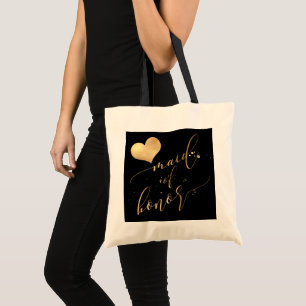 PixDezines Maid of Honor/Faux Gold Kalligrafie Tote Bag