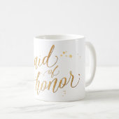 PixDezines Maid of Honor/Faux Gold/Modern Script Koffiemok (Voorkant rechts)
