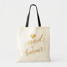 PixDezines Maid of Honor/Faux Gold Script Tote Bag
