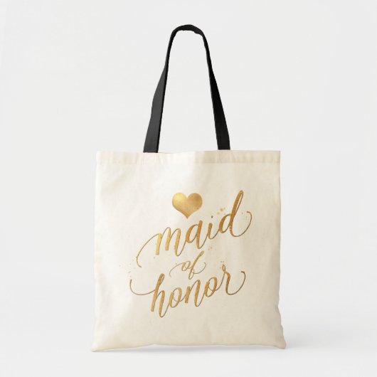 PixDezines Maid of Honor/Faux Gold Script Tote Bag (Voorkant)