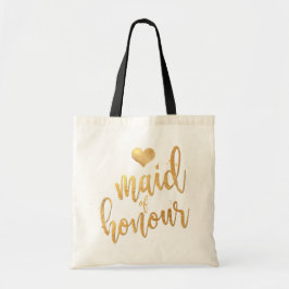 PixDezines Maid of Honor/Faux Gold Script Tote Bag
