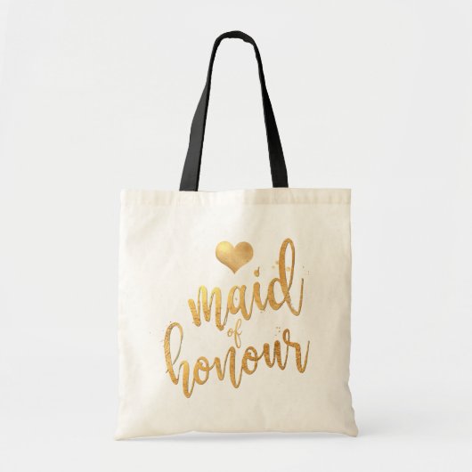 PixDezines Maid of Honor/Faux Gold Script Tote Bag (Voorkant)