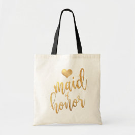 PixDezines Maid of Honor/Faux Gold Script Tote Bag