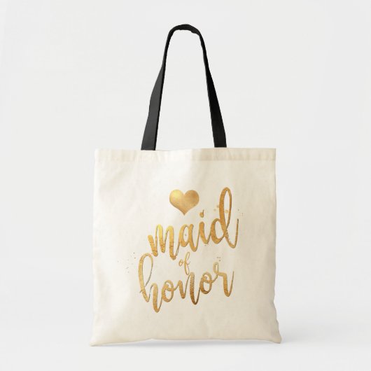 PixDezines Maid of Honor/Faux Gold Script Tote Bag (Voorkant)