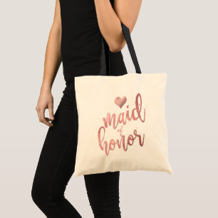 PixDezines Maid of Honor/Faux Roos Gold Script Tote Bag