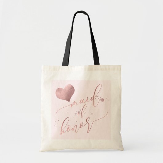 PixDezines Maid of Honor/Faux Roos Gold Script Tote Bag (Voorkant)