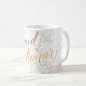 PixDezines Maid of Honor/Marble+Faux Gold/Script Koffiemok (Voorkant rechts)
