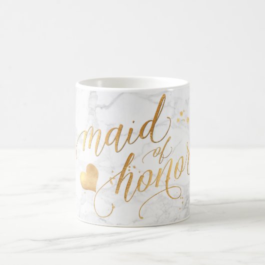 PixDezines Maid of Honor/Marble+Faux Gold/Script Koffiemok (Center)