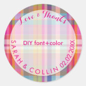 PixDezines malibu plaid Ronde Sticker (Voorkant)