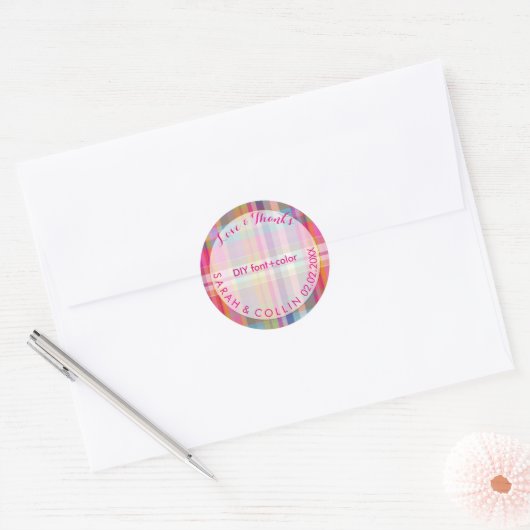 PixDezines malibu plaid Ronde Sticker (Envelop)