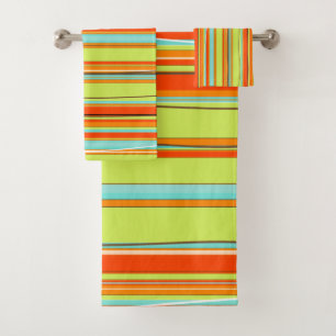 PixDezines Malibu Stripes, Lemon Lime Green Sinaas Bad Handdoek