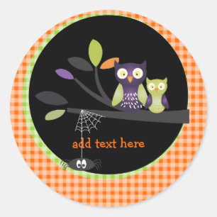 PixDezines Mama+baby uil, Halloween Ronde Sticker