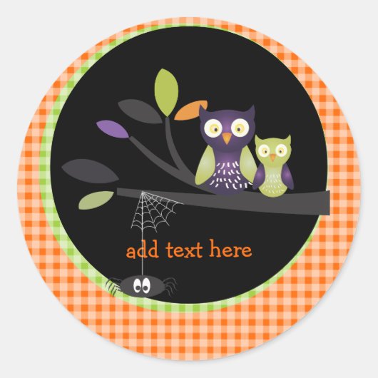 PixDezines Mama+baby uil, Halloween Ronde Sticker (Voorkant)