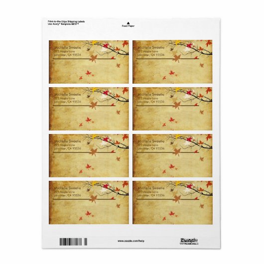 PixDezines Maple Branch Etiket (Full Sheet)