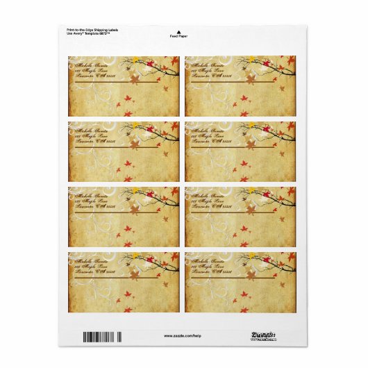 PixDezines Maple Branch Etiket (Full Sheet)