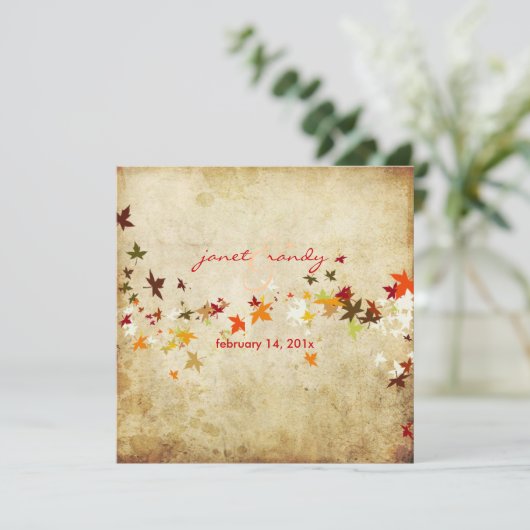 PixDezines Maple Leaves/fall bruiloft Kaart (Staand voorkant)