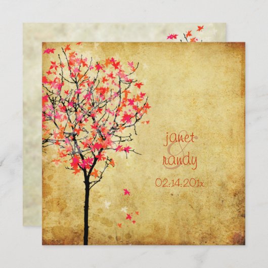 PixDezines MAPLE TREE/RED+PINK Kaart (Voorkant / Achterkant)