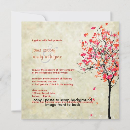 PixDezines MAPLE TREE/RED+PINK Kaart (Achterkant)