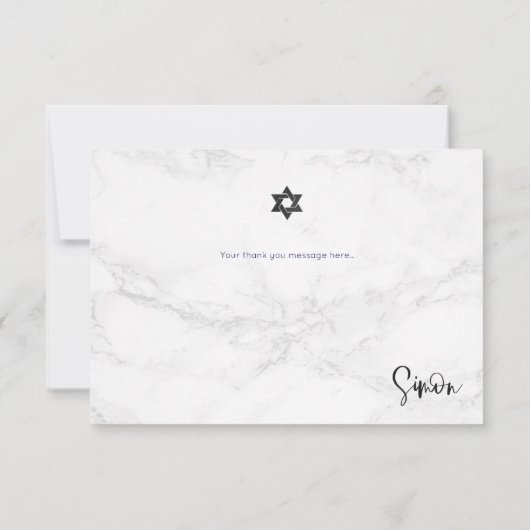 PixDezines Marble BEDANKT voor Bar Mitswa RSVP Kaartje (Achterkant)