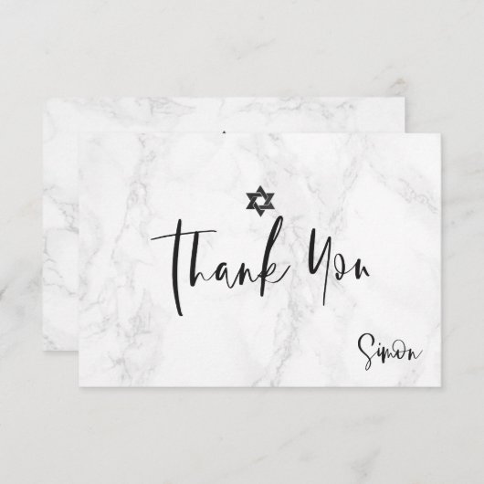 PixDezines Marble BEDANKT voor Bar Mitswa RSVP Kaartje (Voorkant / Achterkant)