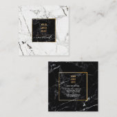 PixDezines Marble/Black+White Vierkante Visitekaartje (Voorkant / Achterkant)