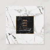 PixDezines Marble/Black+White Vierkante Visitekaartje (Voorkant)