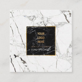 PixDezines Marble/Black+White Vierkante Visitekaartje