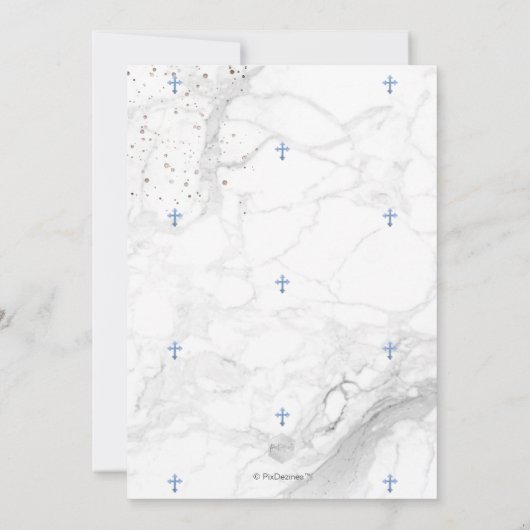 PixDezines Marble Blue Cross doop 1e verjaardag Kaart (Achterkant)