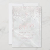 PixDezines Marble+Blush Pink Confetti/Baptisme Kaart (Voorkant)