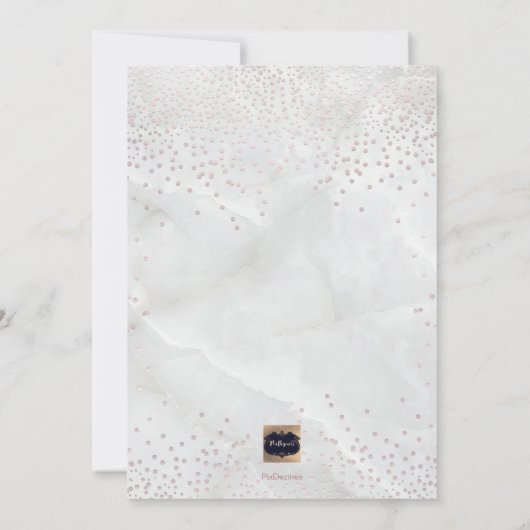 PixDezines Marble+Blush Pink Confetti/Baptisme Kaart (Achterkant)