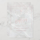 PixDezines Marble+Blush Pink Confetti/Baptisme Kaart (Voorkant / Achterkant)