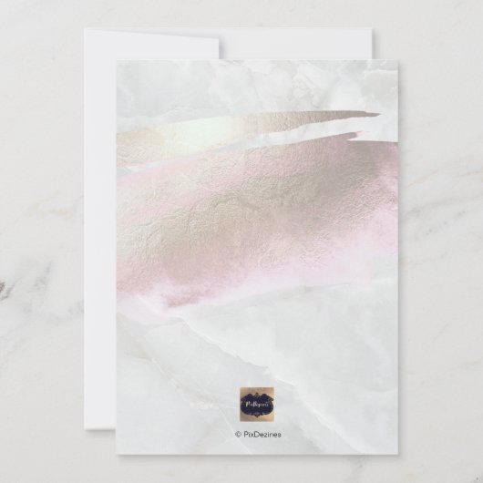 PixDezines Marble+Blush Pink Platinum/Doop Kaart (Achterkant)