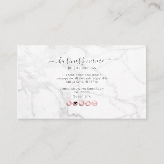 PixDezines Marble Blush Pink Reward Card Visitekaartje (Achterkant)
