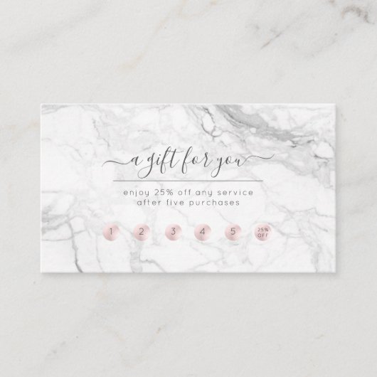 PixDezines Marble Blush Pink Reward Card Visitekaartje (Voorkant)