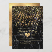 PixDezines Marble Brunch+Bubbly Dazzled/Faux Gold Kaart (Voorkant / Achterkant)