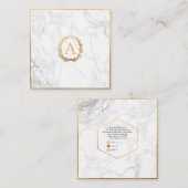 PixDezines Marble+DIY Faux Gold Monogram Vierkante Visitekaartje (Voorkant / Achterkant)