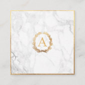 PixDezines Marble+DIY Faux Gold Monogram Vierkante Visitekaartje (Voorkant)