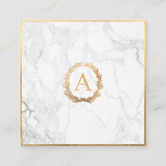 PixDezines Marble+DIY Faux Gold Monogram Vierkante Visitekaartje (Voorkant)